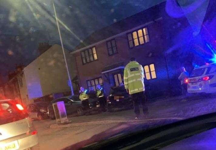 Police were called after the Mini Cooper crashed into a house in Chalkwell Road, Sittingbourne. Picture: Emma Cuthbert