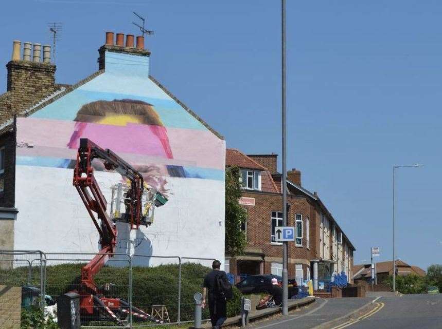 The mural in Margate High Street was finished on Friday. Picture: Rise Up Residency