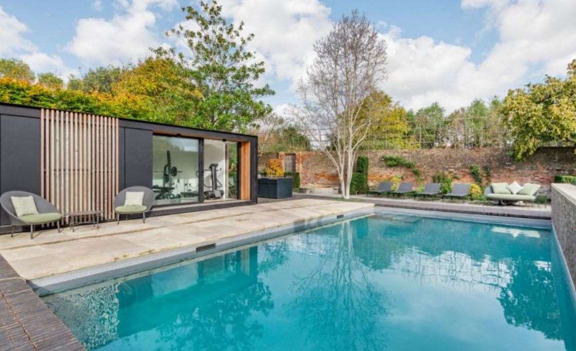 There's even a swimming pool and pool house at The Old Rectory in Wickhambreaux, Canterbury. Photo: Strutt & Parker
