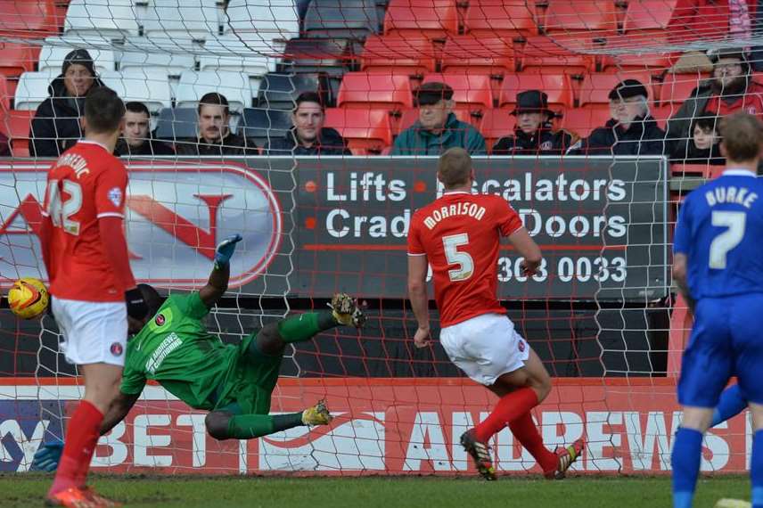 Birmingham score their first goal against Charlton. Picture: Keith Gillard