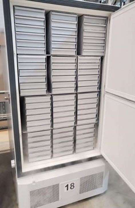 Photo issued by Public Health England of a specialist Covid-19 vaccine freezer in a secure location (Public Health England/PA)