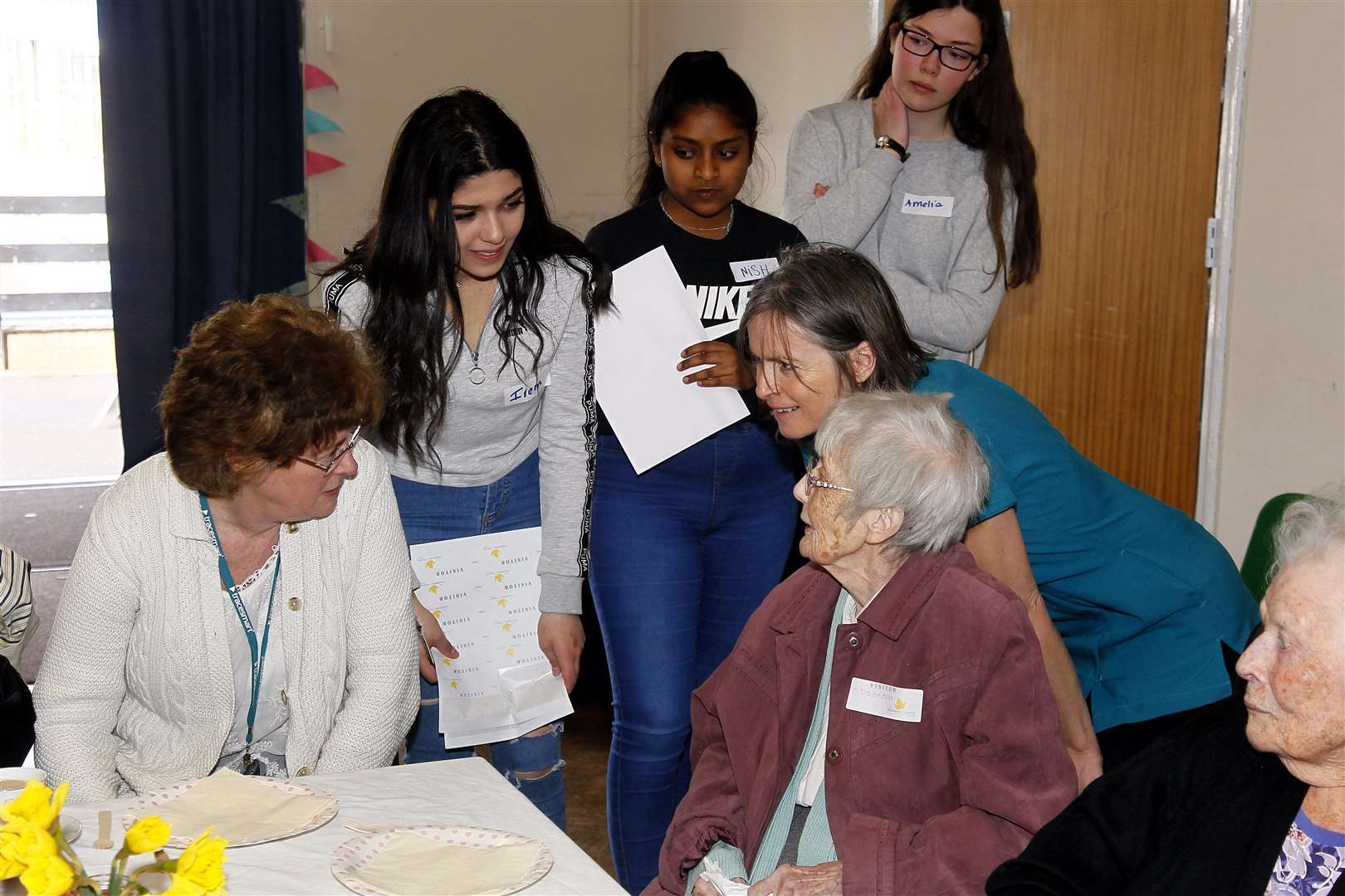 Maplesden Noakes Secondary School, hosting its first ever dementia cafe with year 10 pupils serving tea and cake to visitors. Picture: Sean Aidan (8312480)
