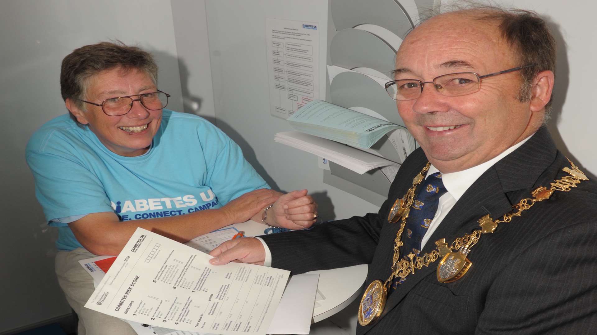 Mayor of Medway Cllr Barry Kemp with Kathy Doughty at the Diabetes UK Roadshow.