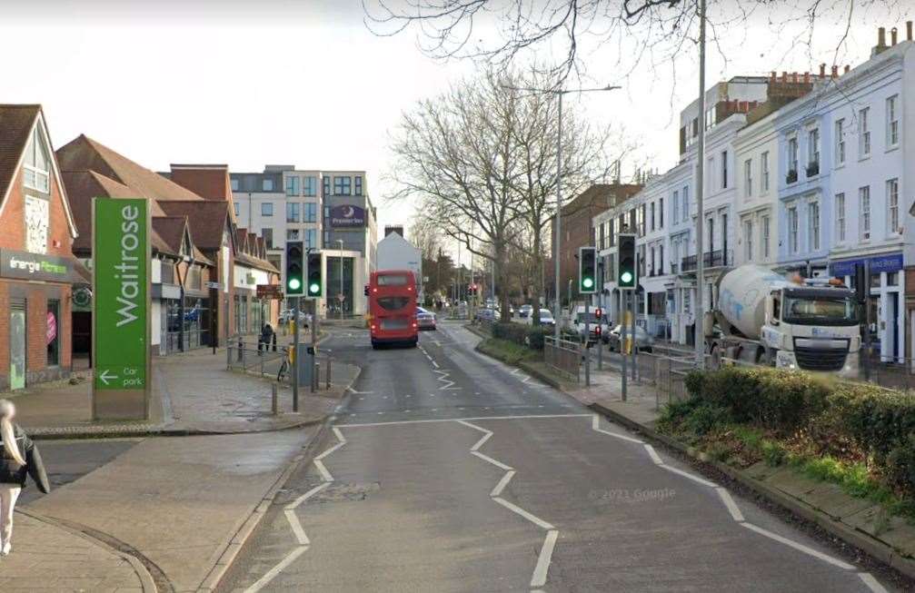 Anne Sellers died near the pedestrian crossing in St George's Place in Canterbury. Picture: Google Street View