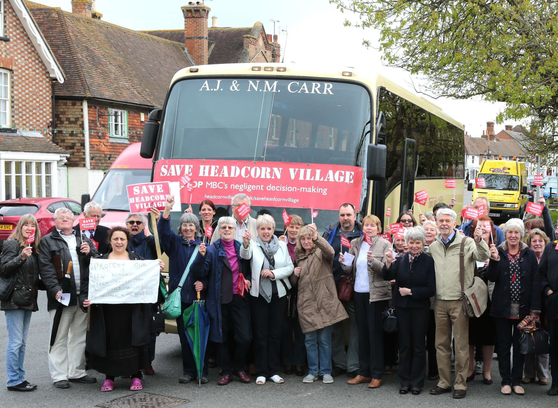 Headcorn protestors on their way to a planning meeting in Maidstone