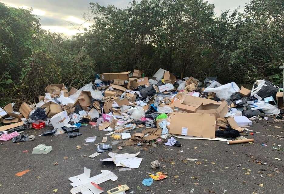 In a separate incident a large amount of items were also found dumped behind Medway Maritime Hospital. Photo: Alice Skinley