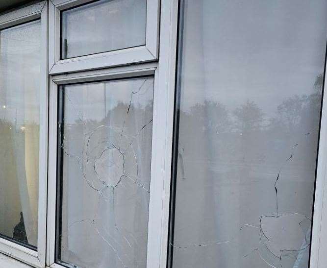 Two smashed windows