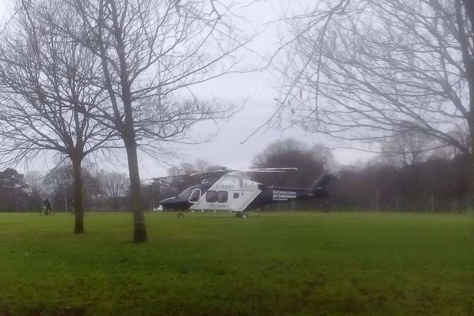 The air ambulance landed in a park nearby. Picture courtesy of @PaulFri41742348 on Twitter
