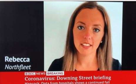Rebecca Daniels from Northfleet appeared by video link at the daily briefing to ask her question Photo: BBC