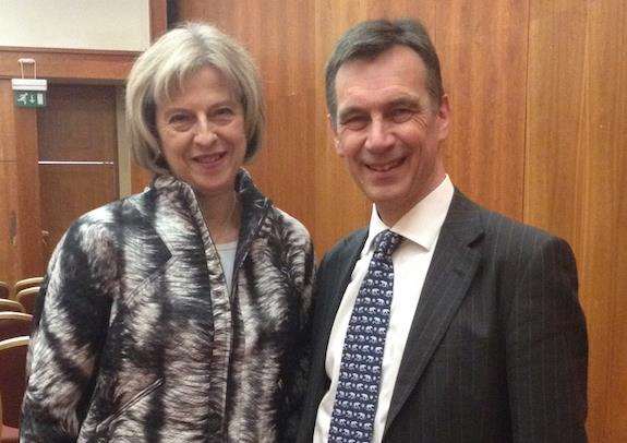 Cllr Rory Love with Theresa May when she was Home Secretary in 2015