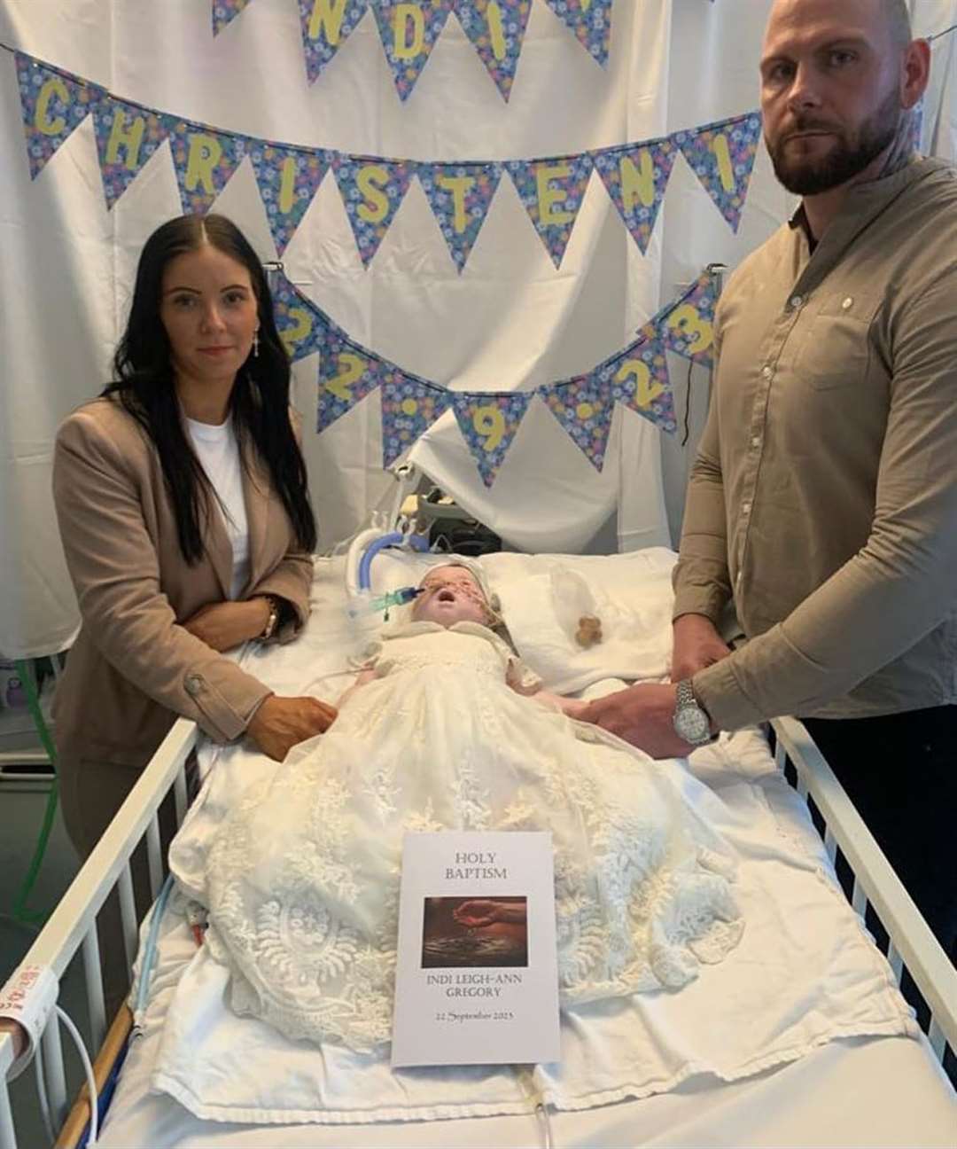 Dean Gregory and Claire Staniforth with their daughter Indi Gregory, who has died after specialists withdrew life-support treatment (Family/PA)