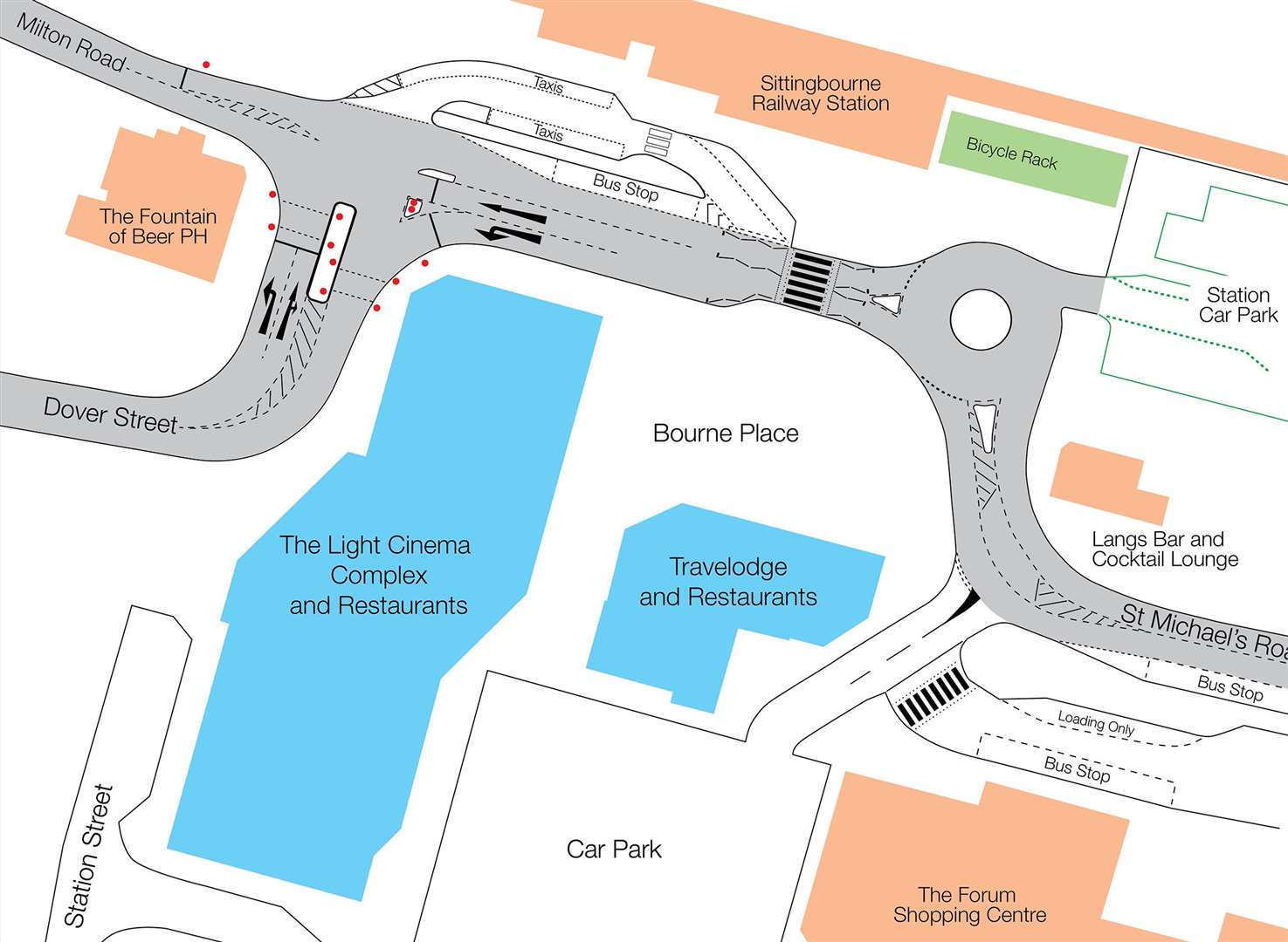 A graphic showing what the new road layout will look like once the leisure quarter is complete. Picture: Swale council