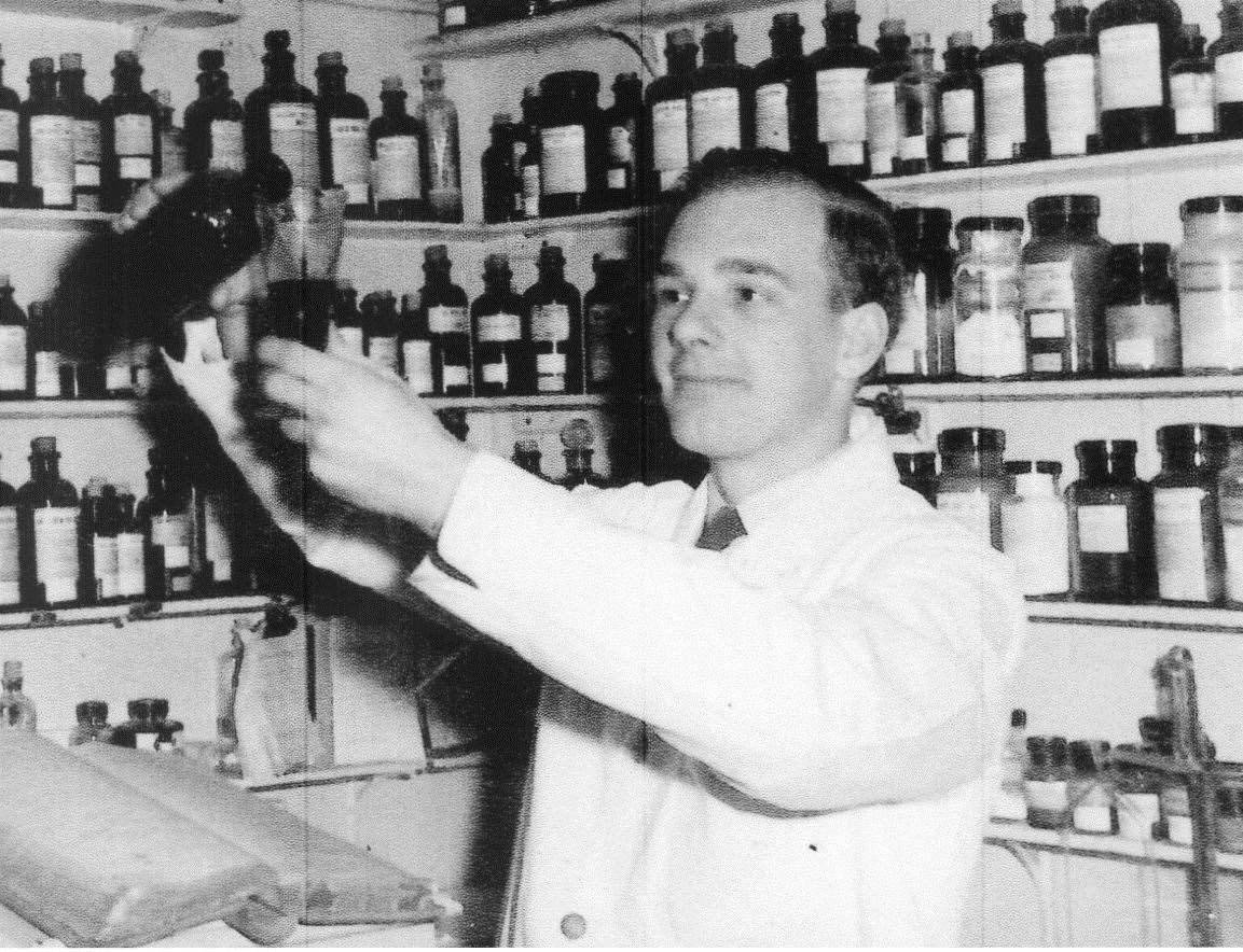 Keith Anderson working in Boots in 1954
