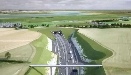 An artist's impression of what the Lower Thames Crossing will look like