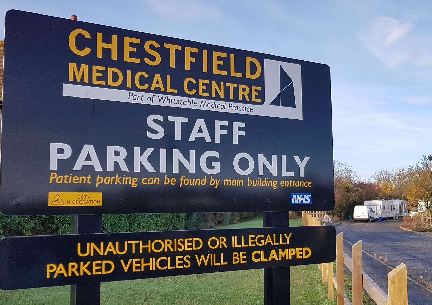 The staff car park at Chestfield Medical Centre was blocked