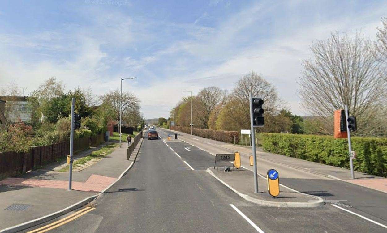 The A28 was closed at Thannington due to a two-car crash. Picture: Google