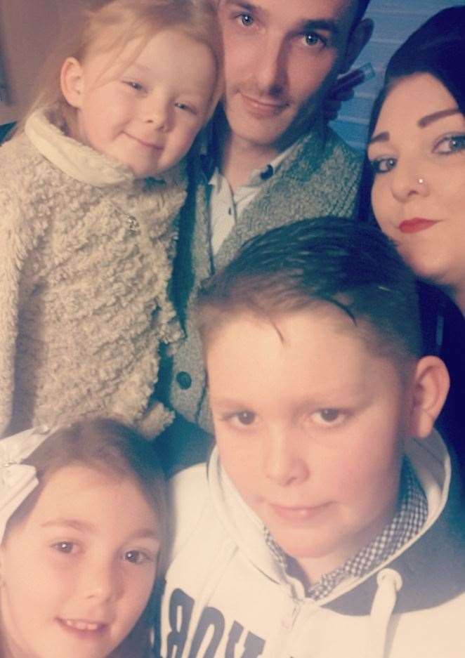 Adam and Abbie with her children Lucas, 9, Mandy, 8, and Lillie, 5