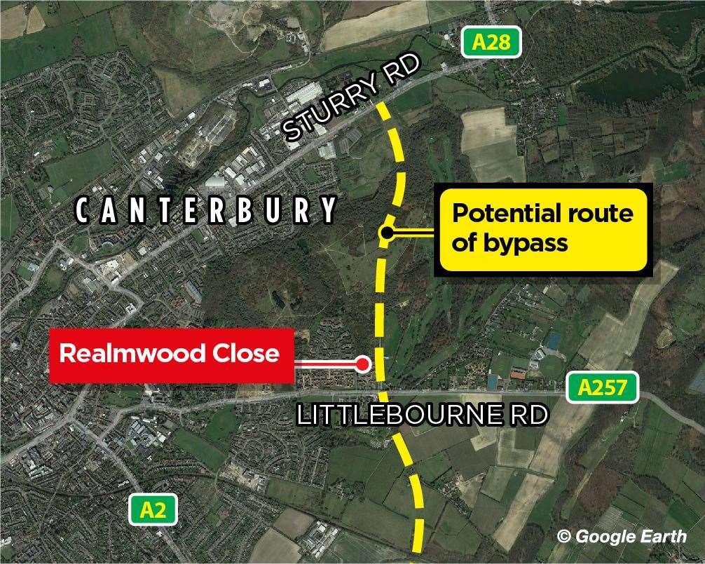 The potential route of an eastern bypass
