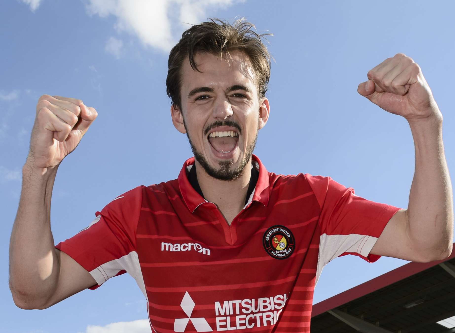 Jack Powell celebrates winning promotion with Ebbsfleet Picture: Andy Payton