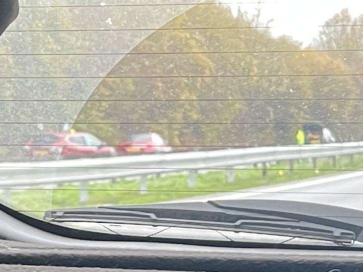 Two cars involved in the crash on the M2