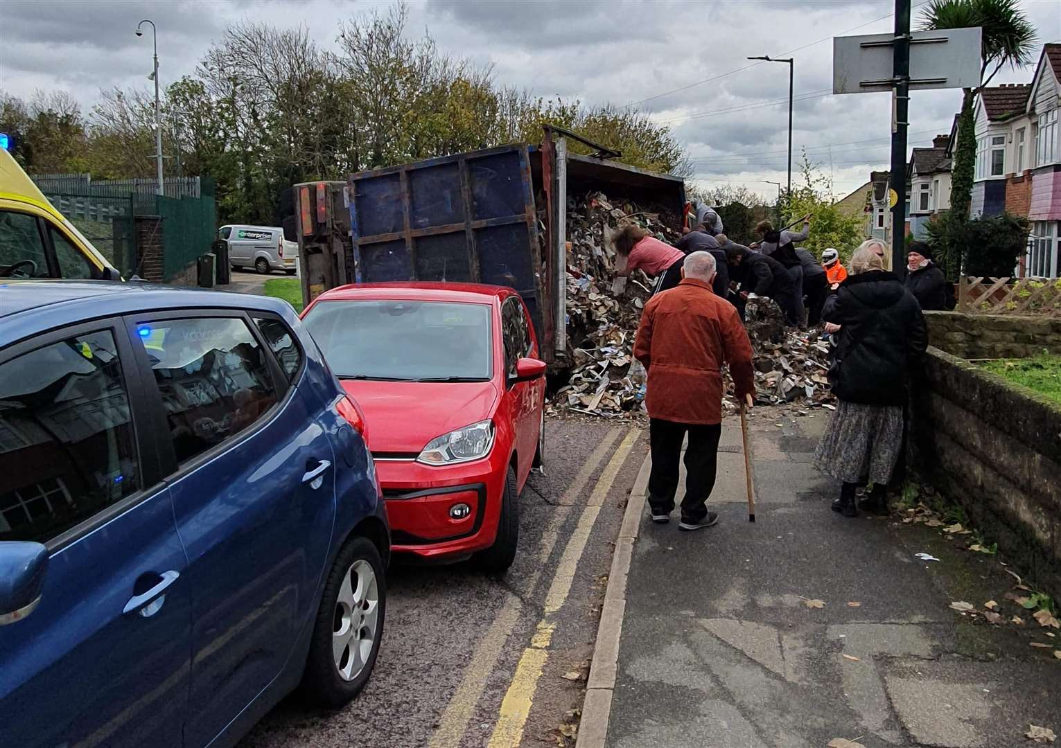 A lorry was on its side and Station Road, Strood, was closed in both directions. Picture: Clint Else