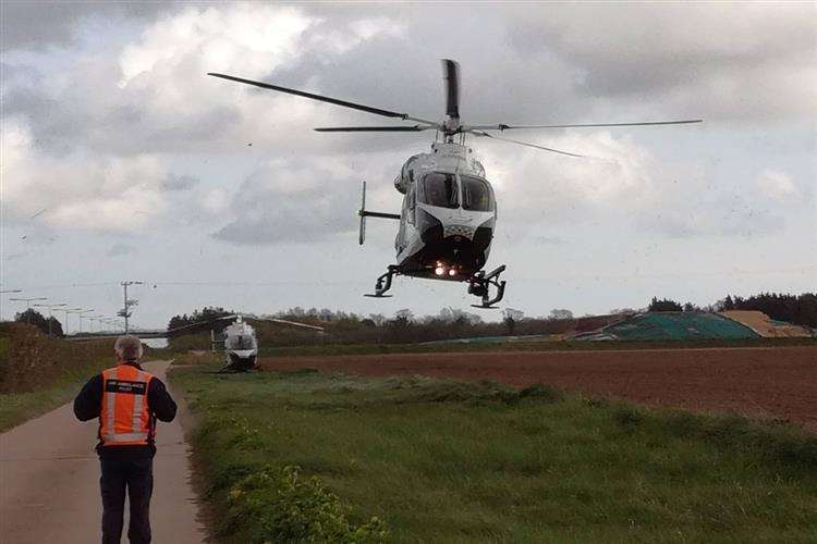 Two air ambulances were called to the serious crash on the Thanet Way. Picture: Timothy Wooding (5225649)