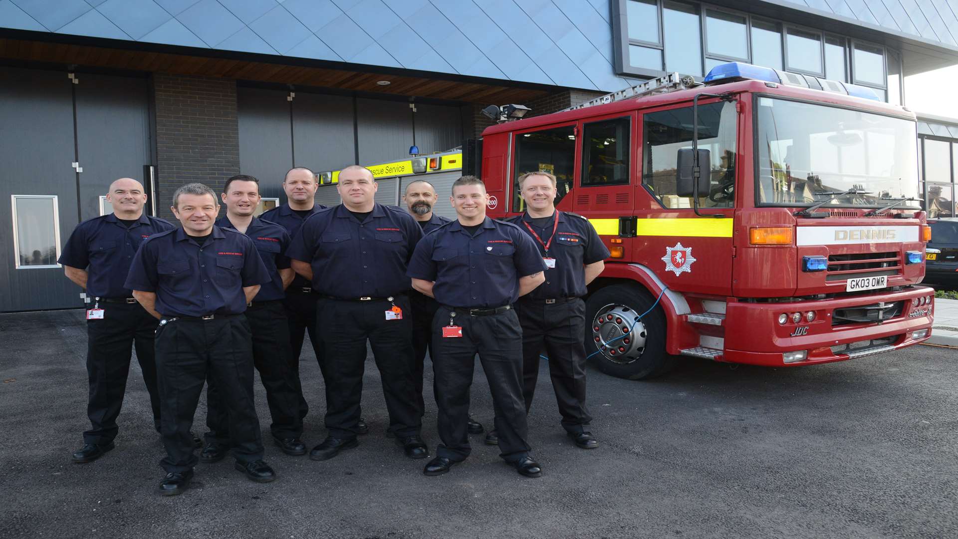 The crew at Chatham's new fire station in Watling Street.
