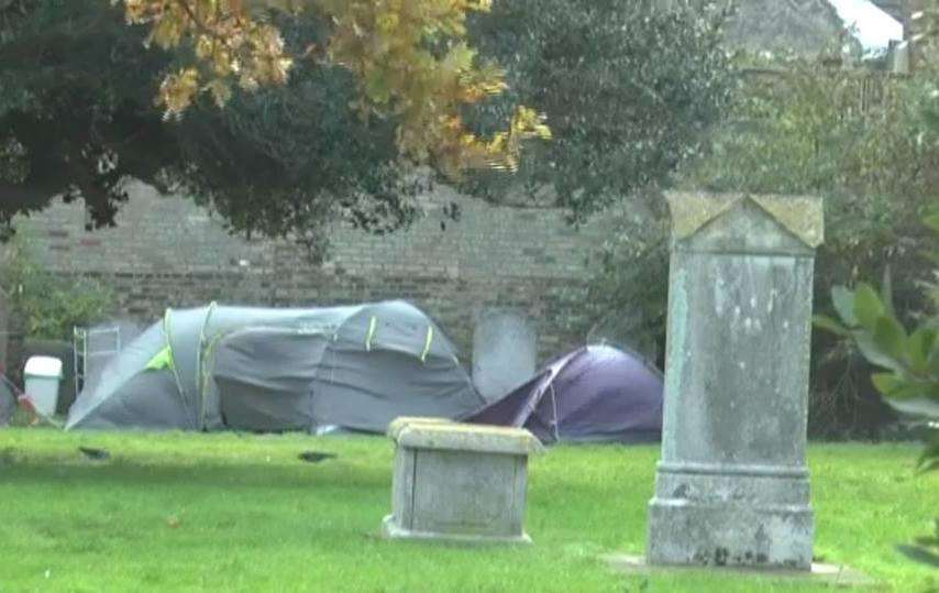 Rough sleepers have been staying in the churchyard