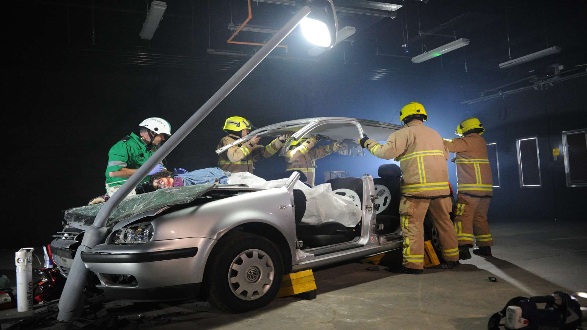 Firefighters at the new road safety education centre