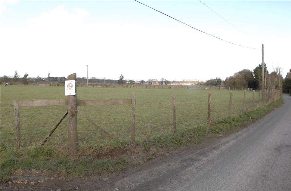 The field in Spade Lane, Hartlip, which is the subject of a planning application for two caravans