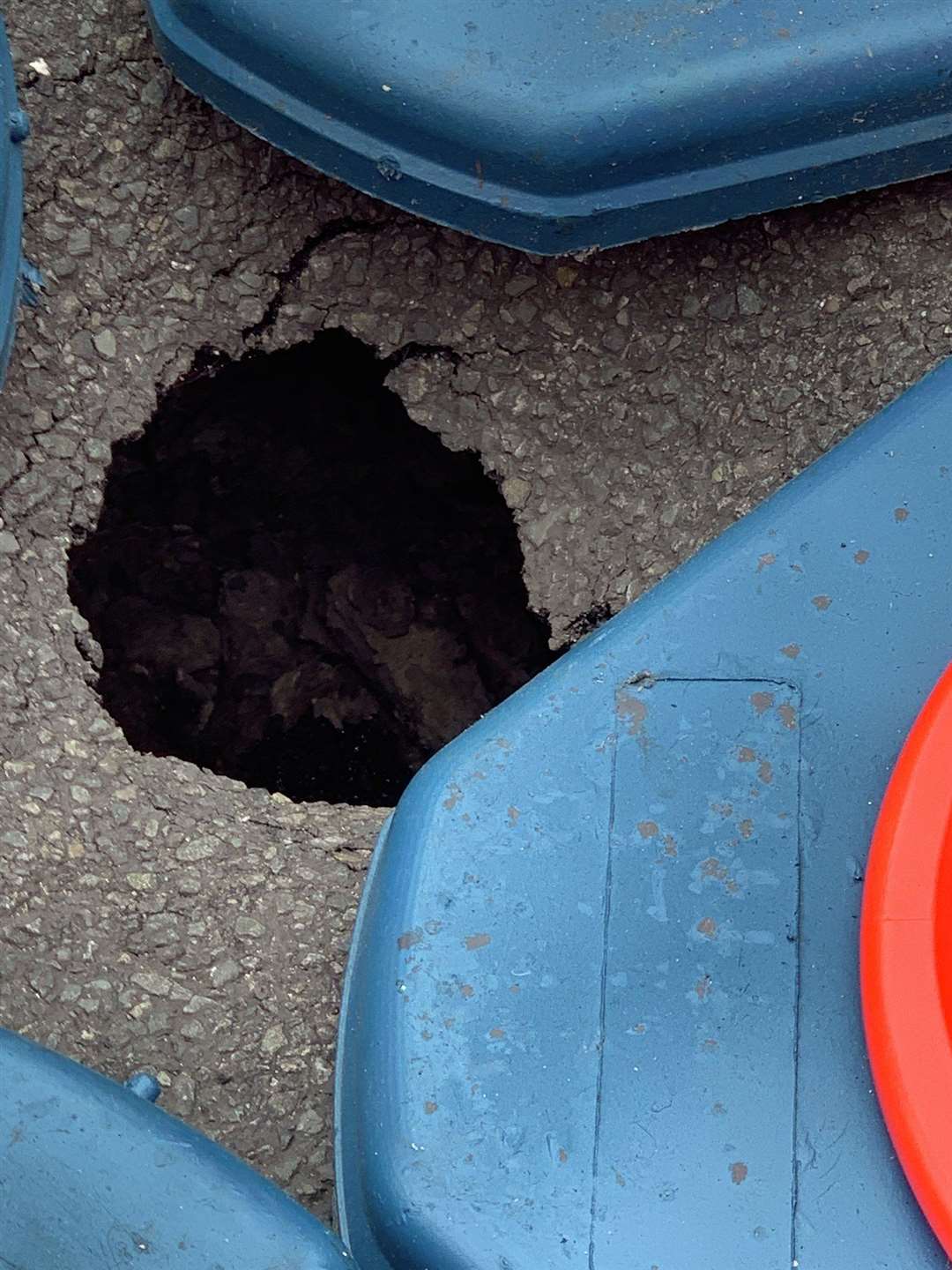 This sinkhole is said to be far larger under the surface. Picture: Claire Jones