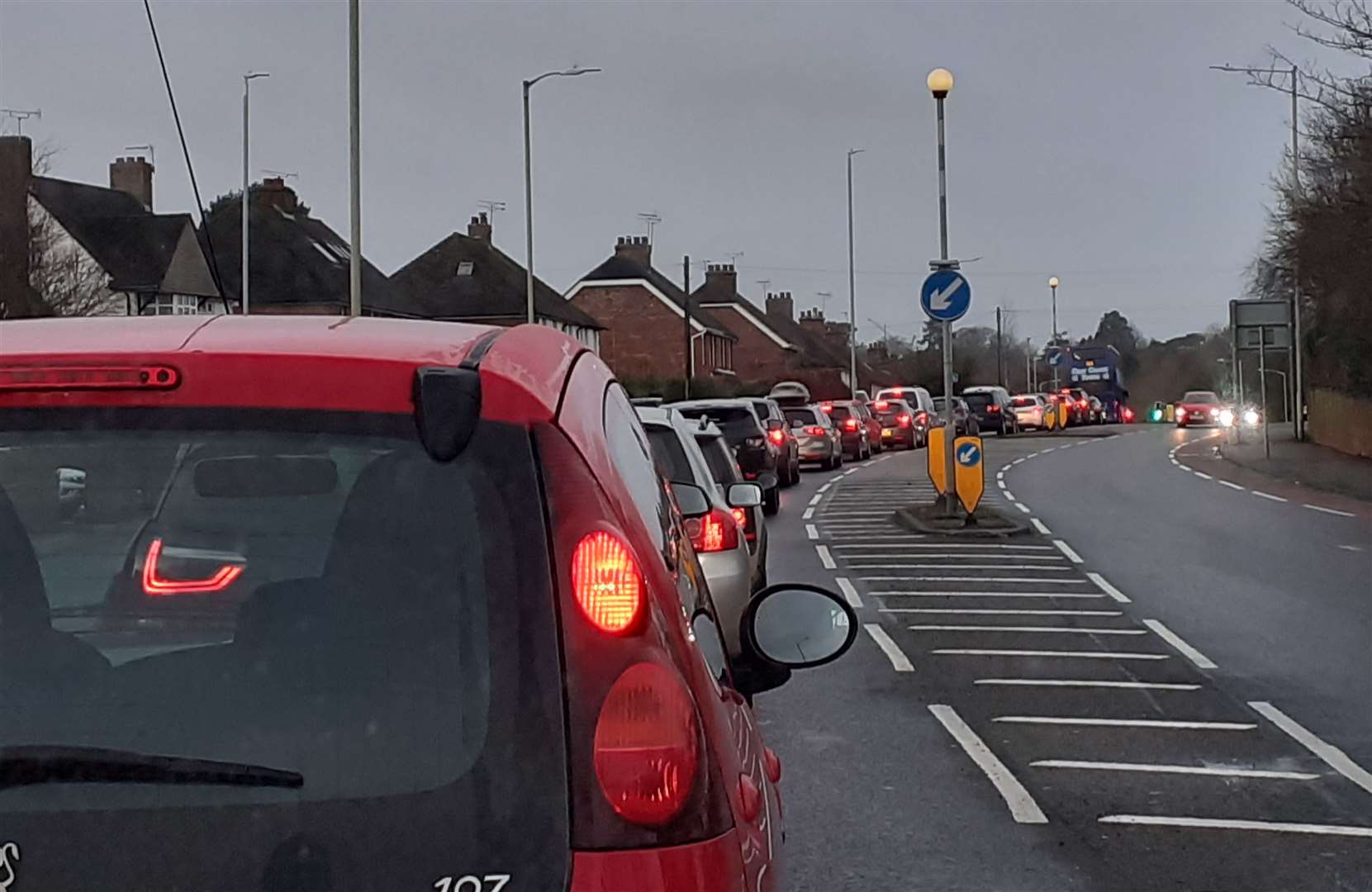 Queues stretched back along Canterbury Road in both directions this morning