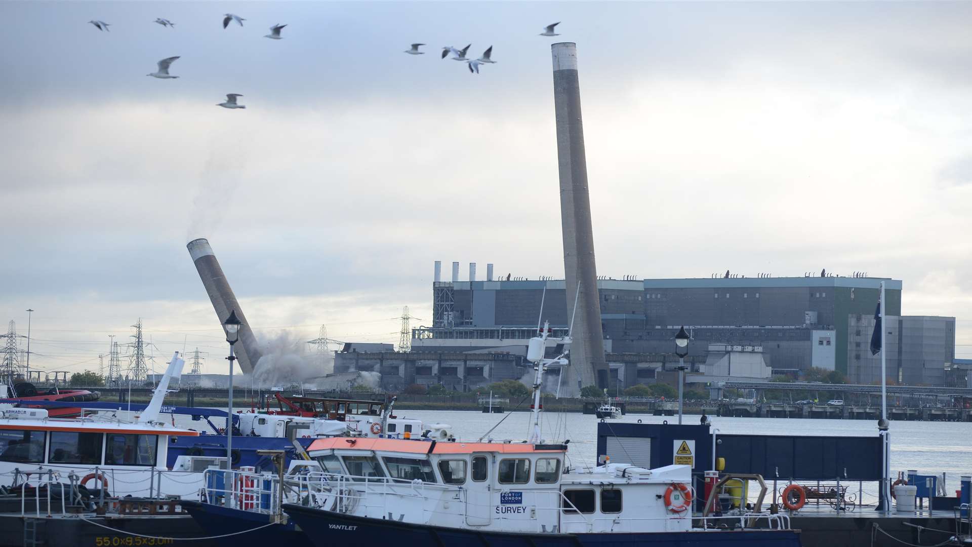 The chimneys fall at Tilbury Power Station in September