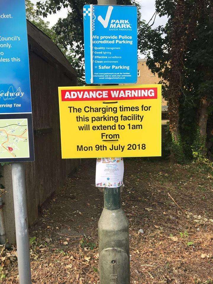 Medway Council have decided to extend parking charges until 1am (3049307)