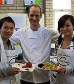 The two winners with award-winning chef Scott Goss