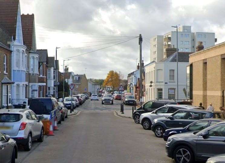 Cars were damaged in William Street, Herne Bay. Picture: Google