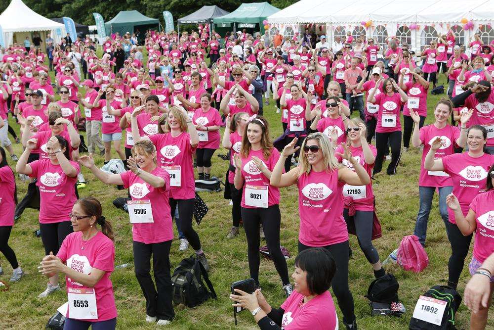 A sea of pink at Leeds Castle as the walkers get ready to set off