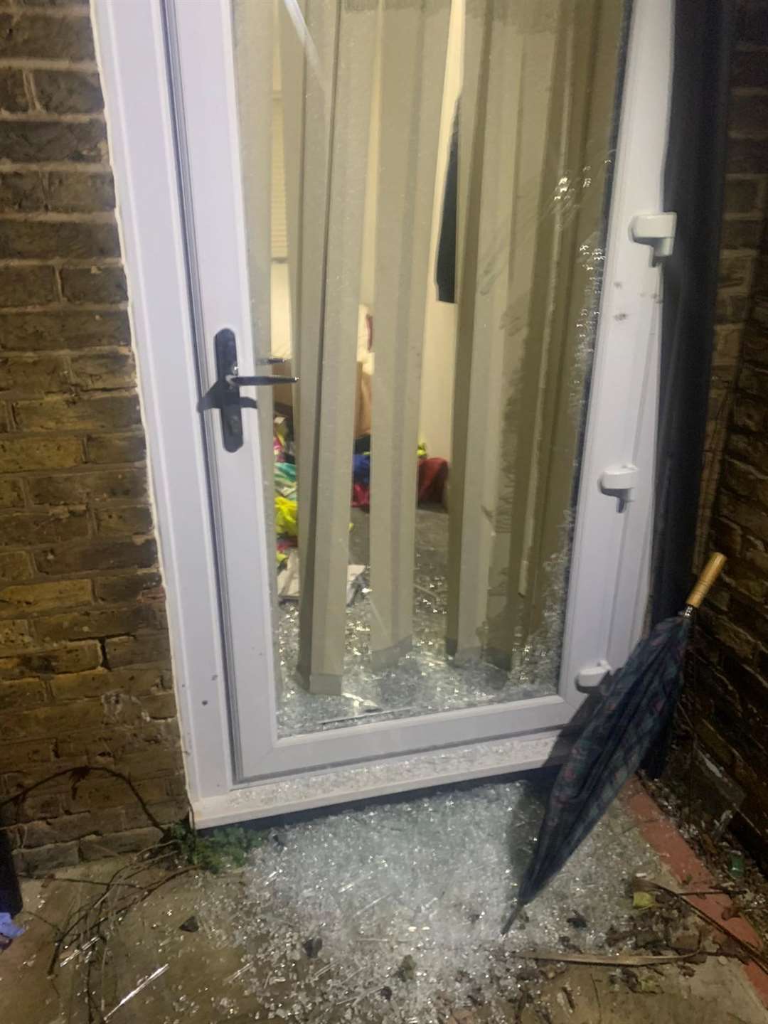The smashed back door