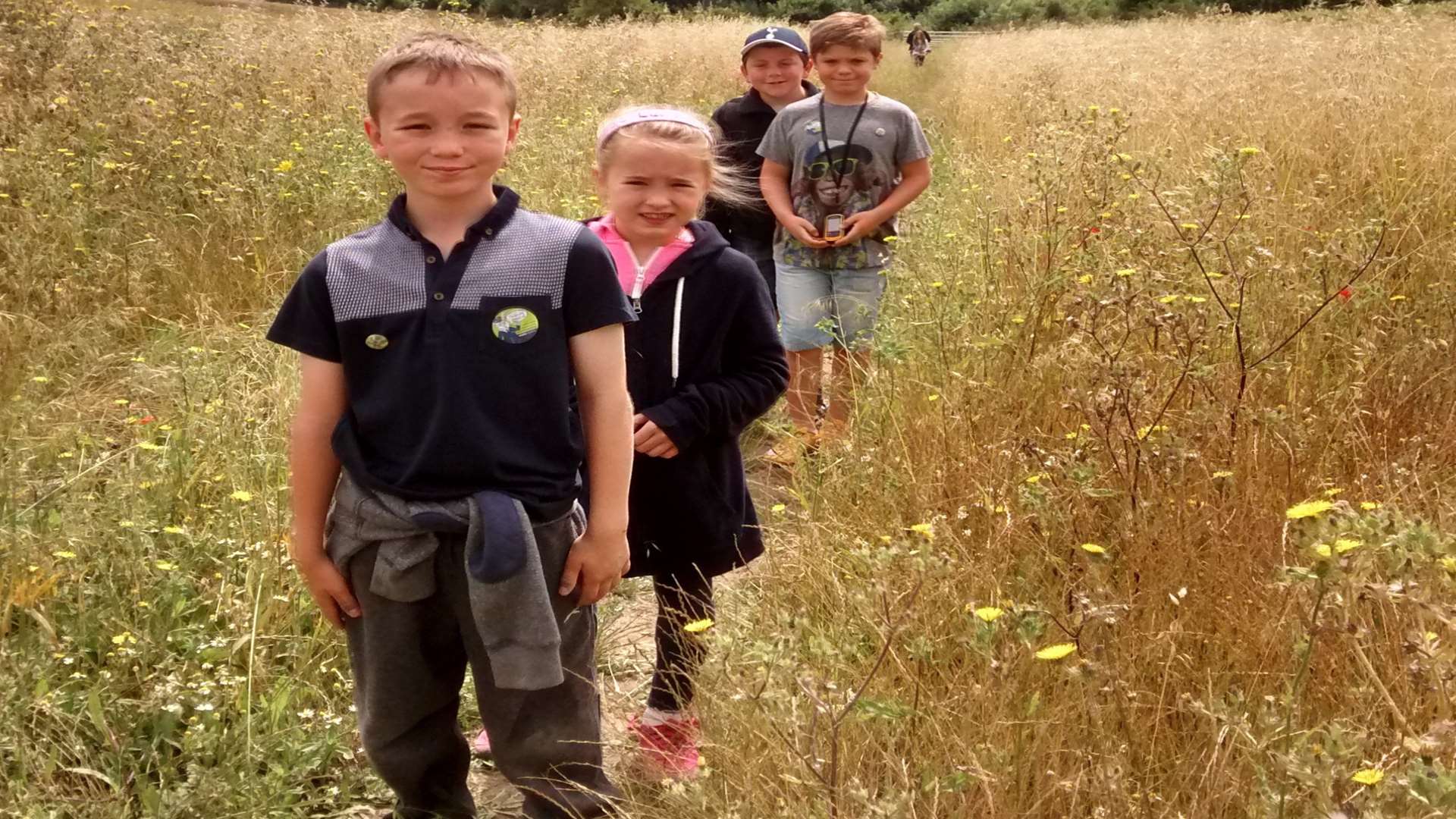 Children on the treasure hunt at Ranscombe Farm