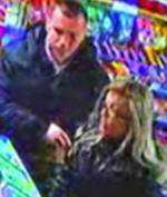 CCTV footage of a man and woman police want to speak to in connection with a theft from a pensioner at a Harbour Street shop in January.