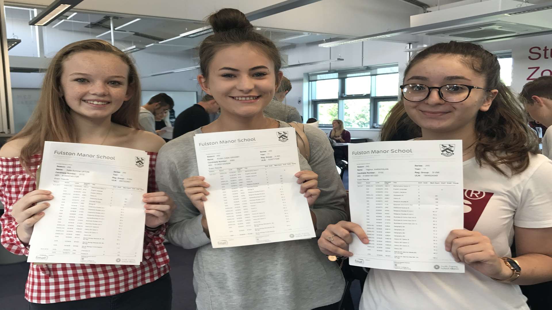 Fulston pupils with their GCSE results