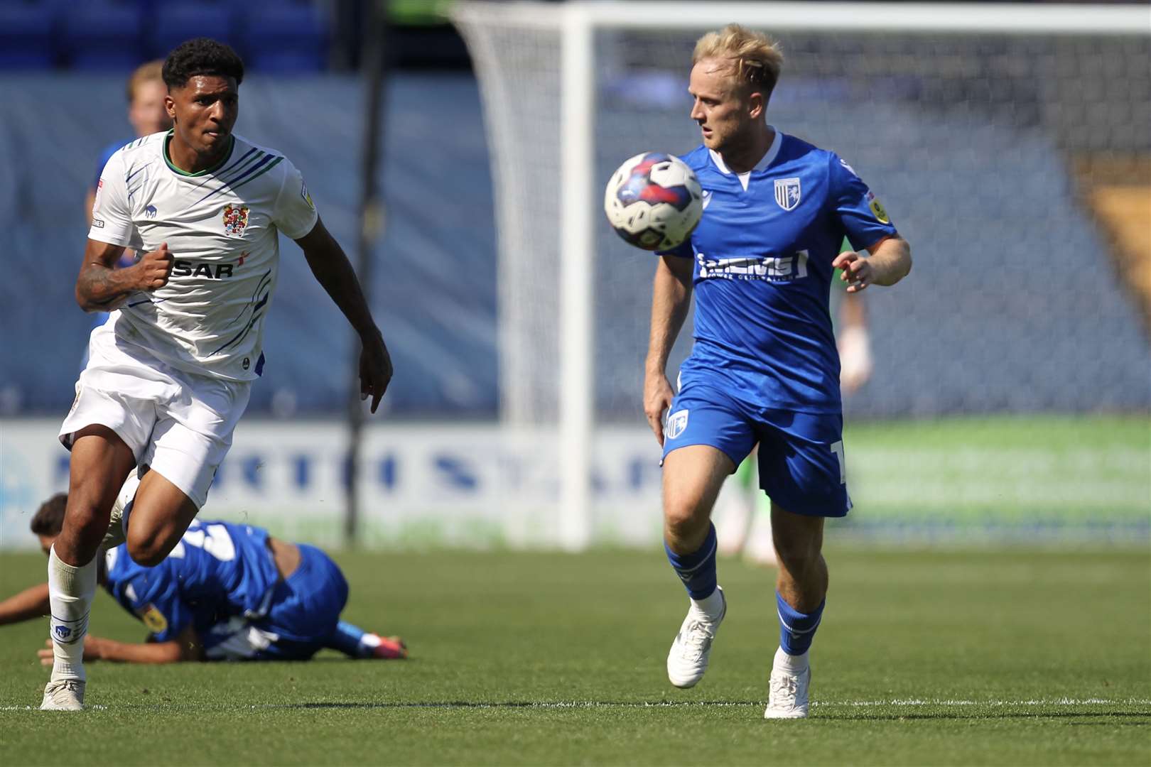 Gillingham's Ben Reeves on the ball against Tranmere on Saturday. Picture: KPI