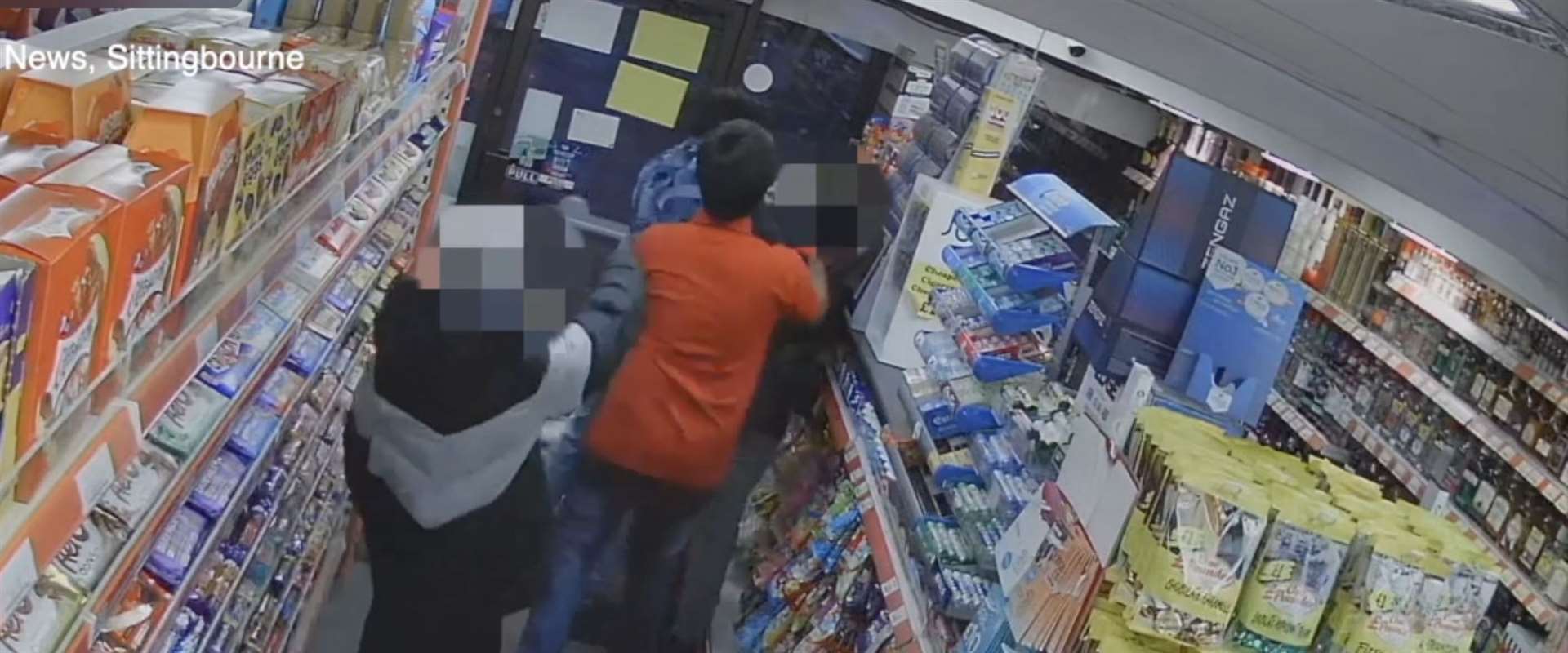 Two youngsters were caught on camera in an altercation with a shop assistant at East Street News, Sittingbourne. Picture: East Street News
