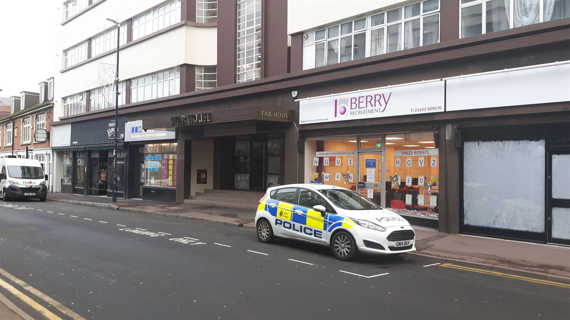 Police were still at the scene on Monday, after the stabbing the night before