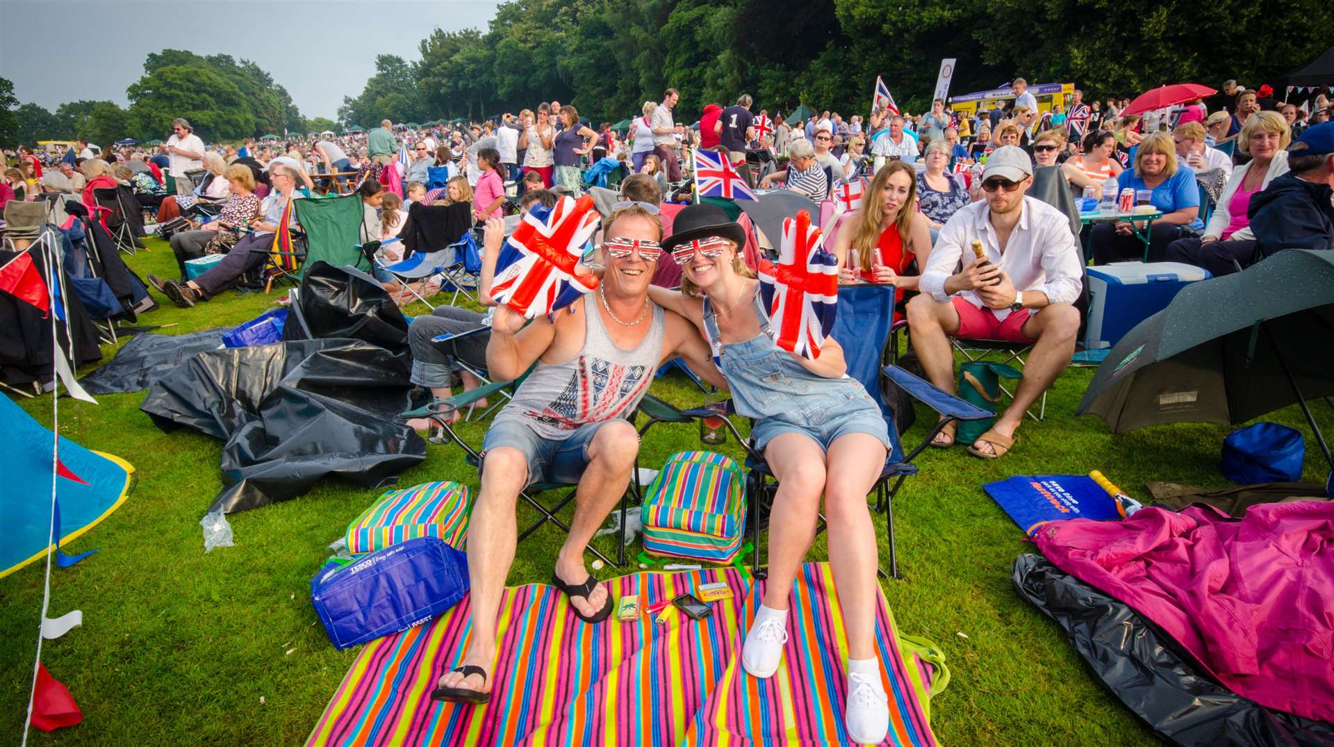 The crowd at the Leeds Castle Concert get into the spirit