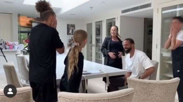 The couple revealing the good news to their children in an Instragram video Picture: Instagram