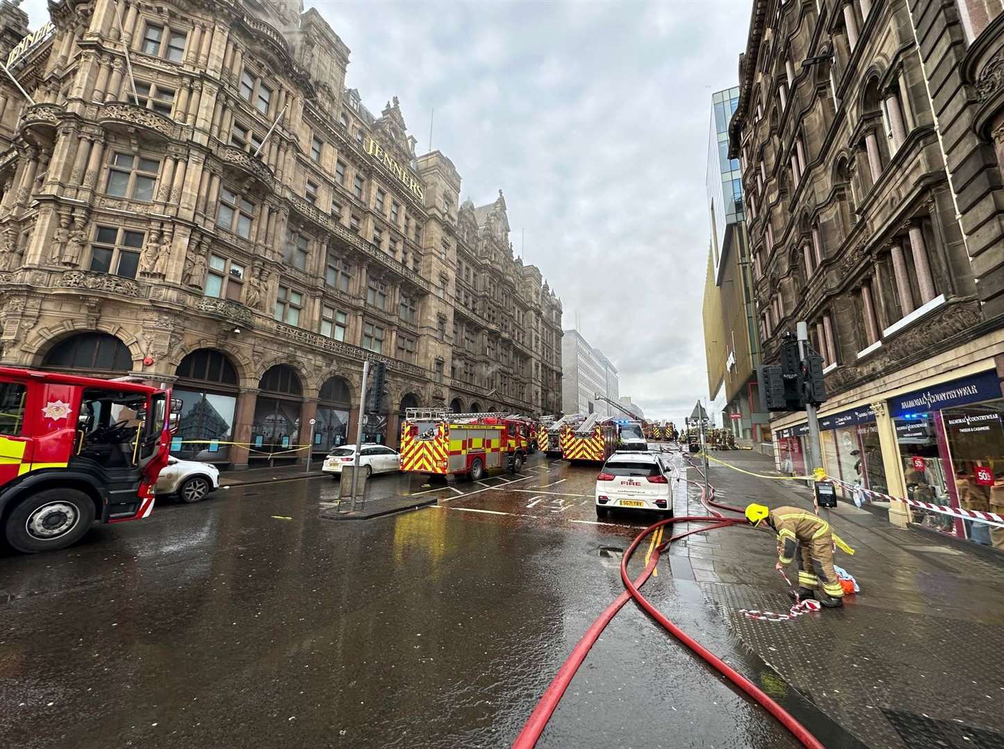 Firefighters tackle a blaze at the Jenners building in Edinburgh (Dan Barker/PA)