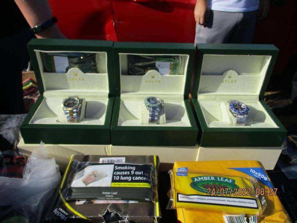 Counterfeit watches and cigarettes. Picture: KCC