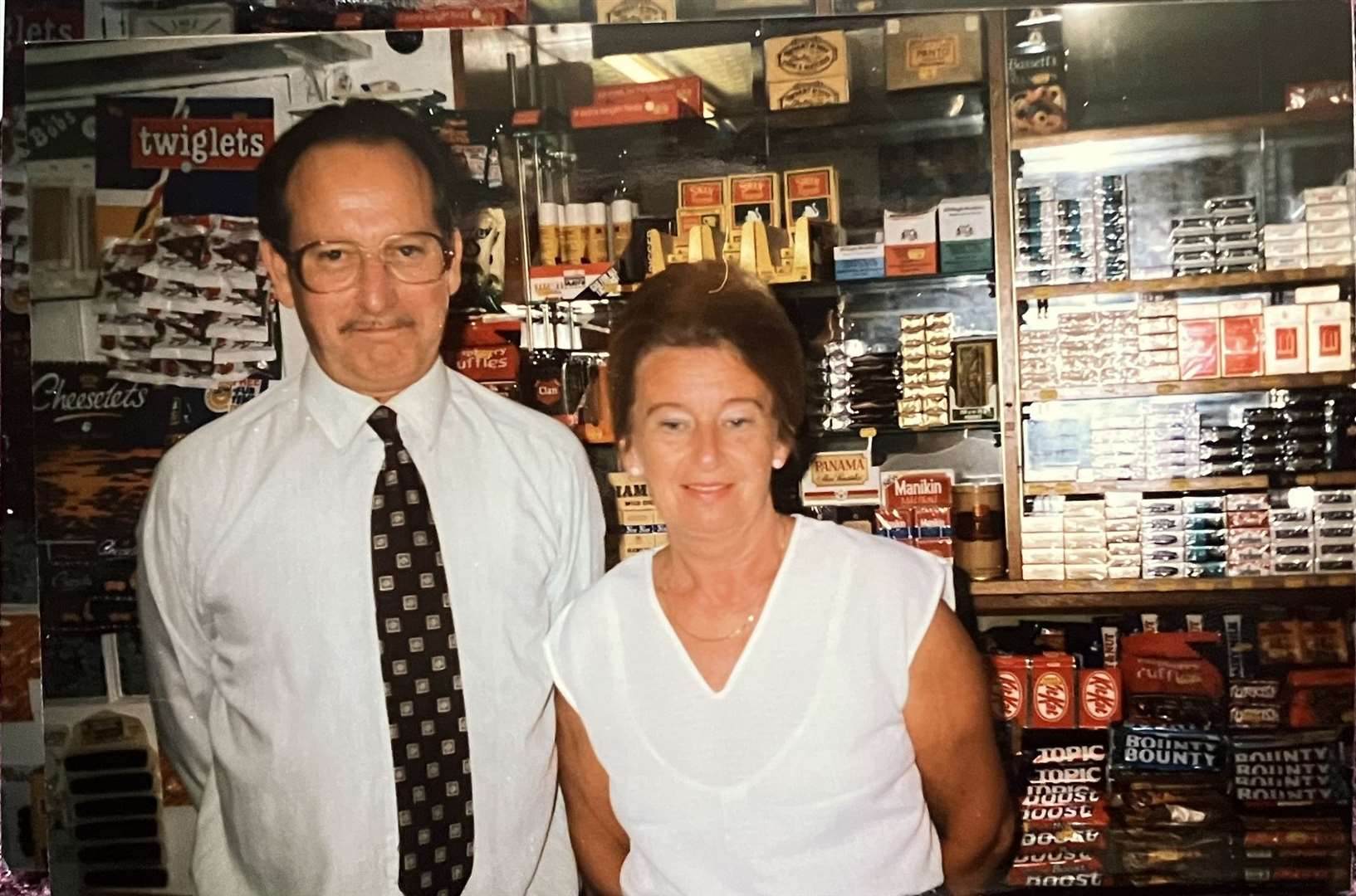 Tony and June Briggs in the shop in 1987. Image: June Briggs