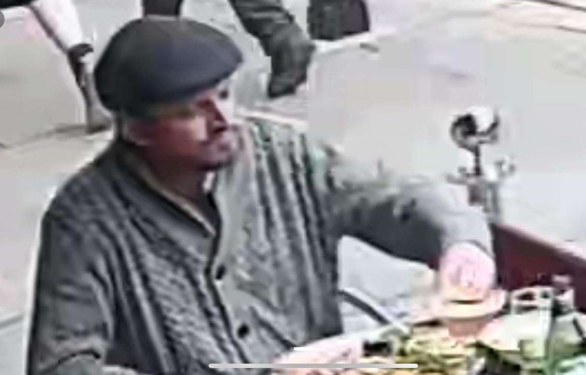 The man enjoyed £65 worth of food and drinks at Posillipo Canterbury before being seen running away on CCTV